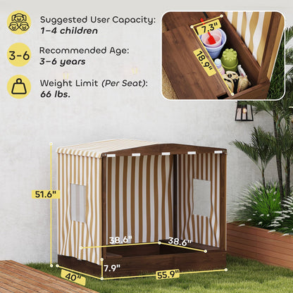 GOWE Sandbox with Canopy Covered,Kids Wooden Sandbox