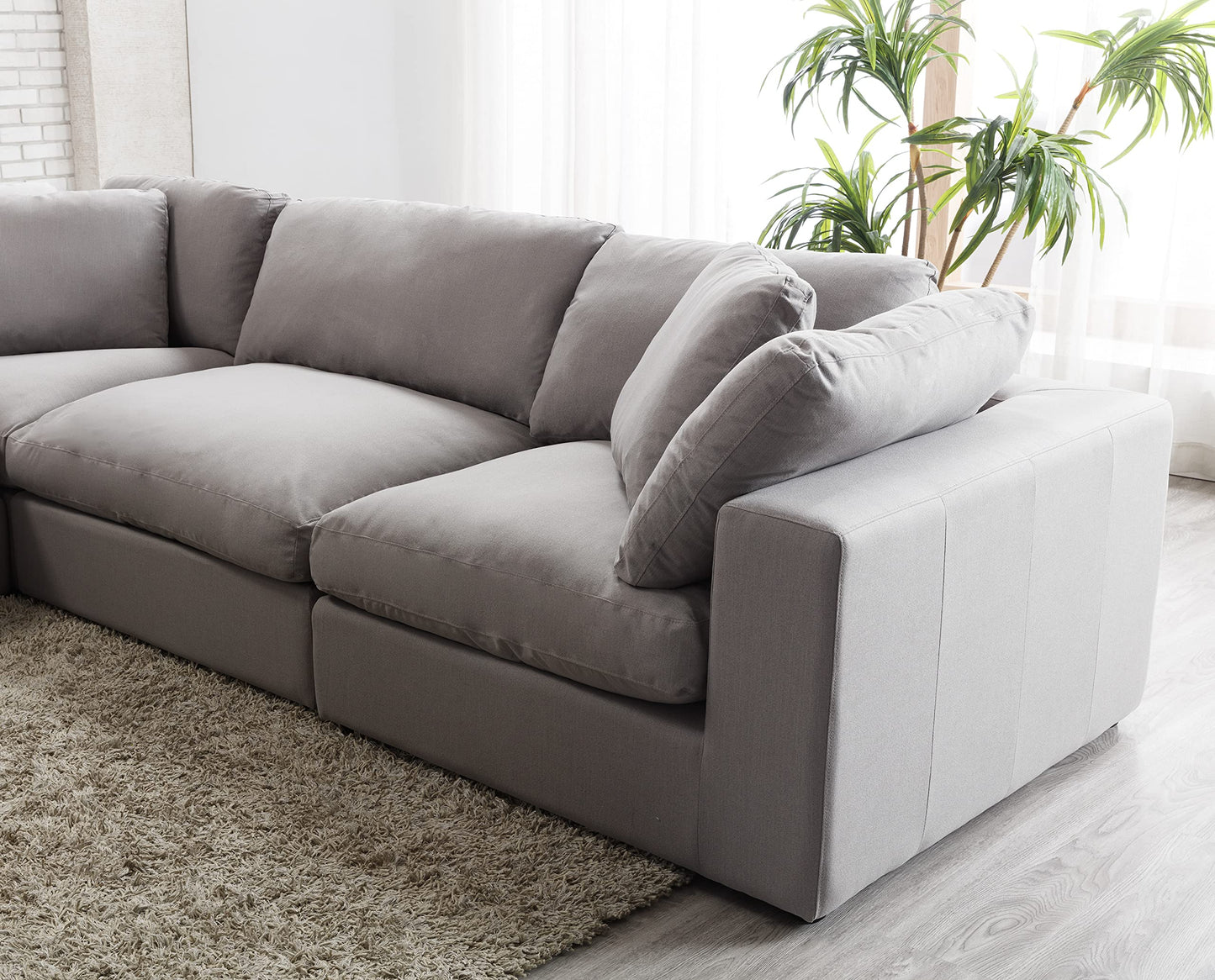 Roundhill Furniture Rivas Contemporary Feather Fill 4-Piece Modular Sectional Sofa, Graphite