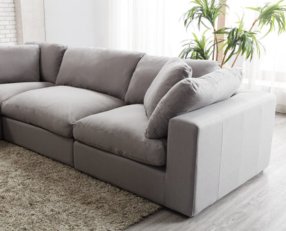 Roundhill Furniture Rivas Contemporary Feather Fill 4-Piece Modular Sectional Sofa, Graphite