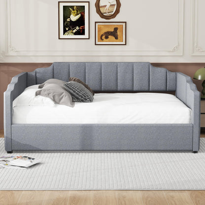DNYN Full Size Upholstered Daybed for Bedroom,Guest Room,Lift Up Storage Bedframe w/Wood Slat Support,Space Saving Design, Gray
