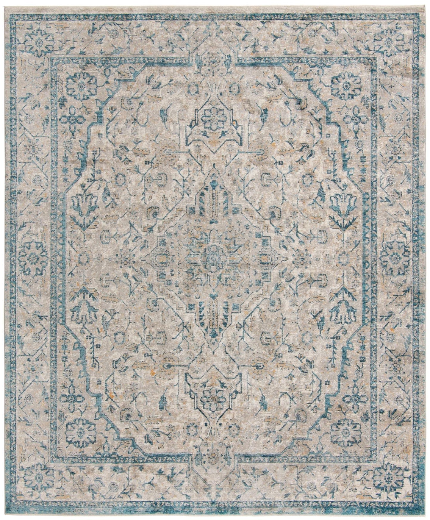 Unique Loom Lola Collection Area Rug - Traditional (10' x 12' 4" Rectangle, Light Gray/Ivory)