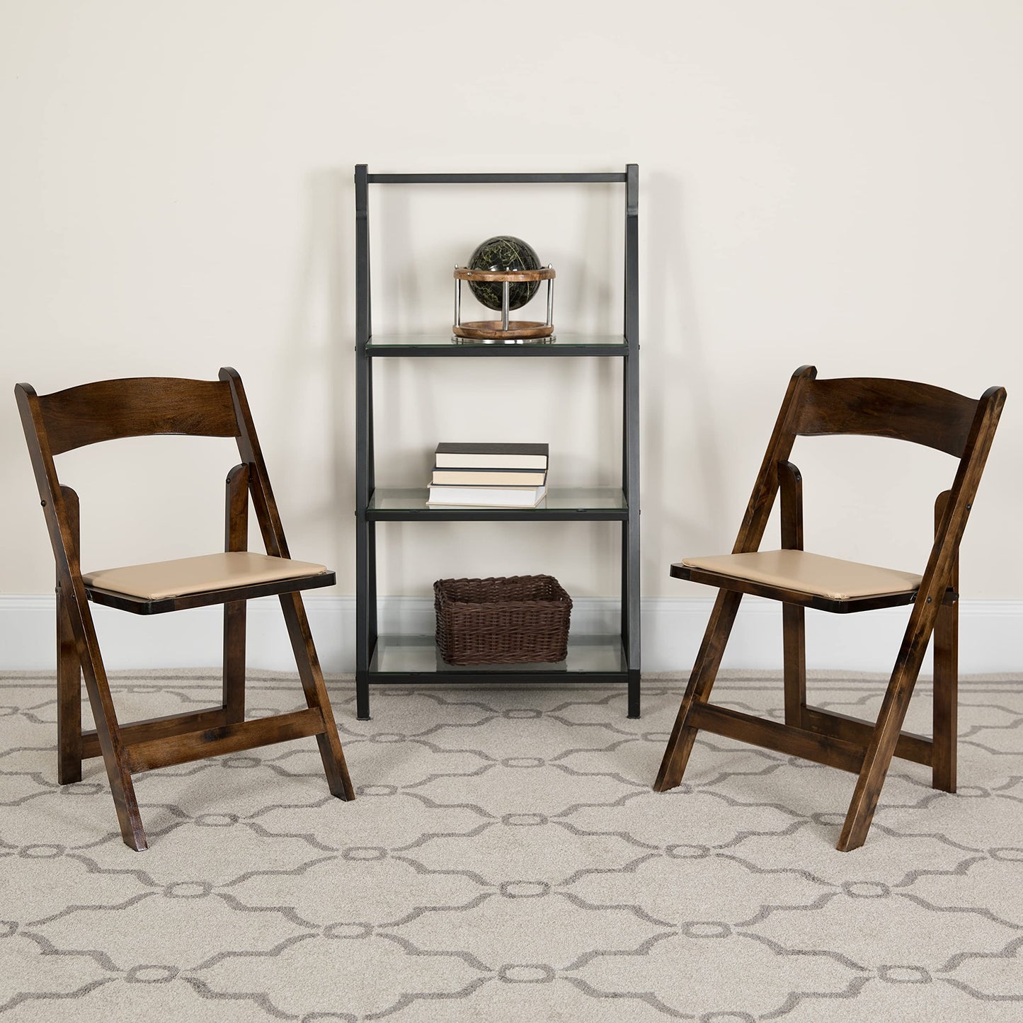EMMA + OLIVER 4 Pack Fruitwood Wood Folding Chair with Detachable Vinyl Padded Seat