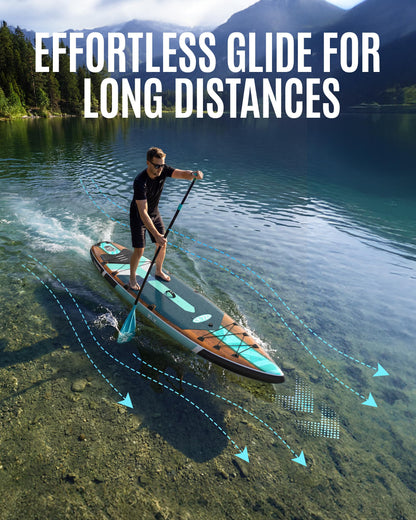 ZLX 11'6" Extra Wide Inflatable Paddle Board, Touring Stand Up Paddleboard, Fast-Tracking SUP for Long-Distance, Stable Center Fin, Portable Backpack & Accessories for Adults, 500lb/3 People/Family