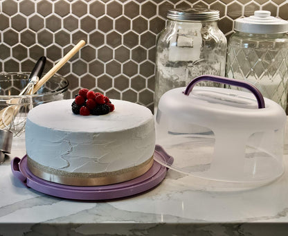 Round Cake Carrier, Two Sided Cake Holder, Portable Cake Stand Fits 10 inch Cake, Lilac