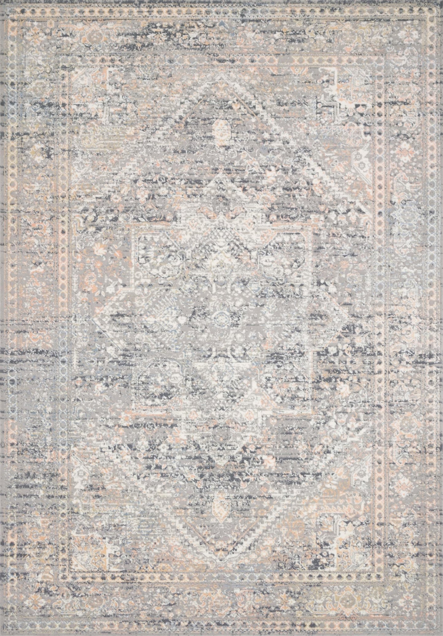 Loloi Lucia Collection LUC-01 Grey/Sunset 7'-9" x 10'-6" Area Rug