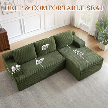 96" Modular Sectional Sofa, Cloud Sectional Couch with Deep Seat, Modern L-Shape Corner Sofa Couch with Right Facing Chaise,Upholstered Boneless Couches for Living Room Bedroom