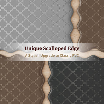 Arenarug Upgrade Scalloped Embossed Kitchen Mats for Floor 2PCS Cushioned Anti Fatigue Waterproof Foam Kitchen Rugs Non Slip Washable Comfort Standing Mat for Office Sink Laundry, Black