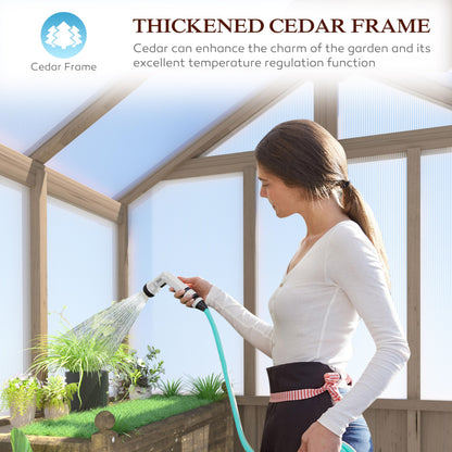 BlueWish 8x14FT Greenhouse, Greenhouses kit with Cedar Frame, Wood Greenhouse with Adjustable Vent, Lockable Door, Green House for Outside, Garden, Backyard,Light Brown Mocha