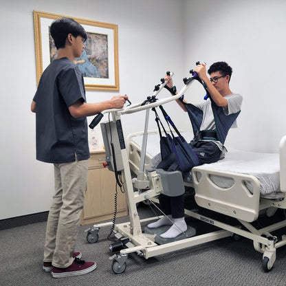 Tuffcare Stand Up Electric Patient Lift - Sit to Stand, Standing Lift, Rhino Lift with Manual Low Base - with Standing Sling (Medium) and Buttock Strap, 380 lb. Weight Capacity