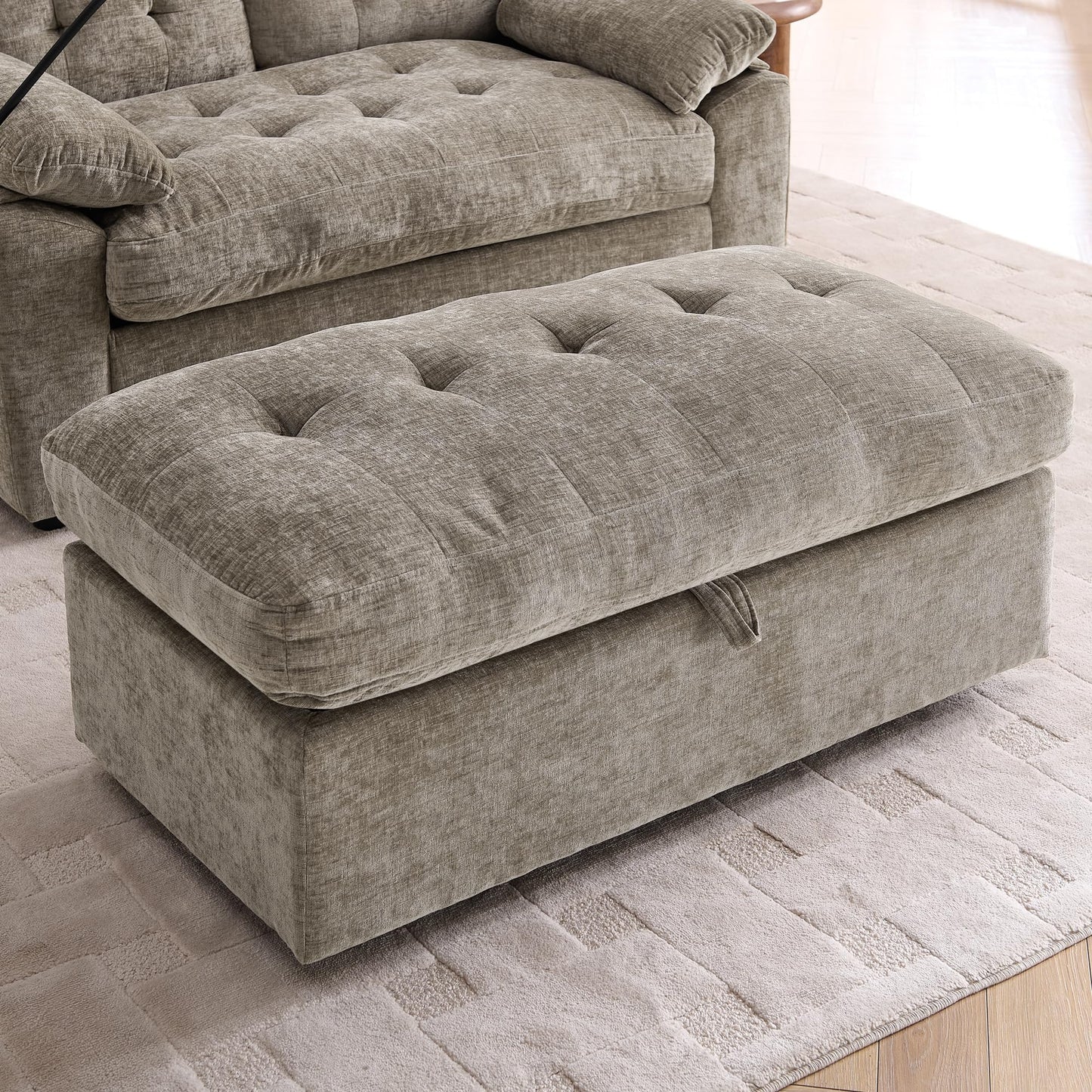 Eafurn 56" Convertible Loveseat Sofa Bed with Ottoman, Adjustable Loveseat Couch Sleeper Chair, Folding Futon Sofa with Phone Holder & Charging Port, Deep Seat Lounge Couch for Living Room