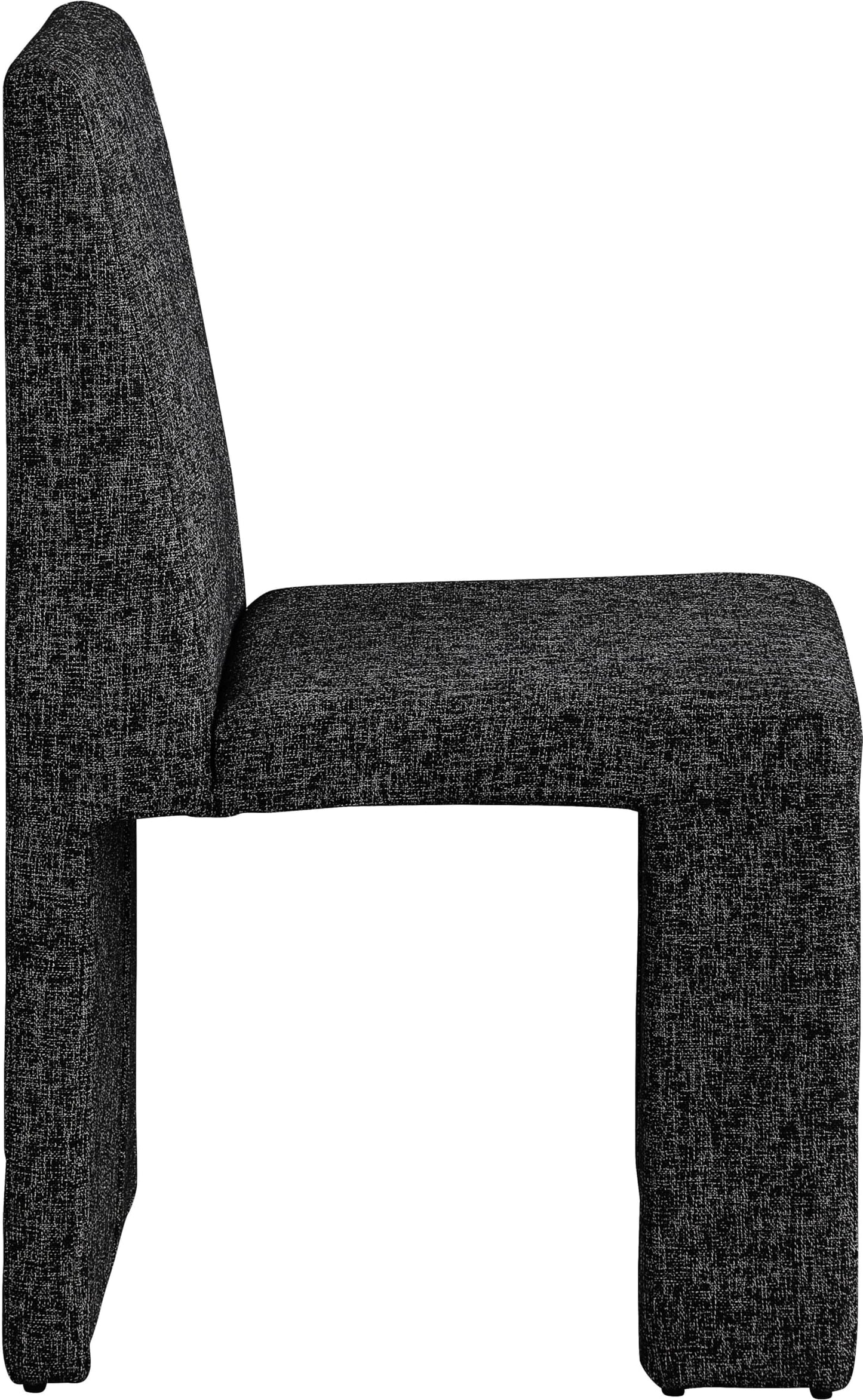 Meridian Furniture 751Black-C Benson Collection Art Deco Dining Chair with Rich Black Linen Textured Fabric Upholstery, Fabric with Weave, Iron Inner Frame, 18.5" W x 22.5" D x 35" H, Black, Set of 2