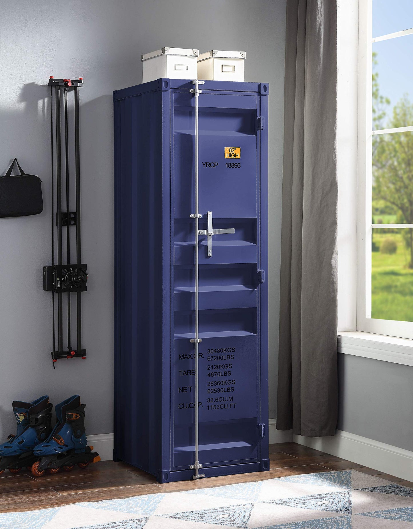 Acme Cargo Wardrobe Armoire with 1 Door in Blue