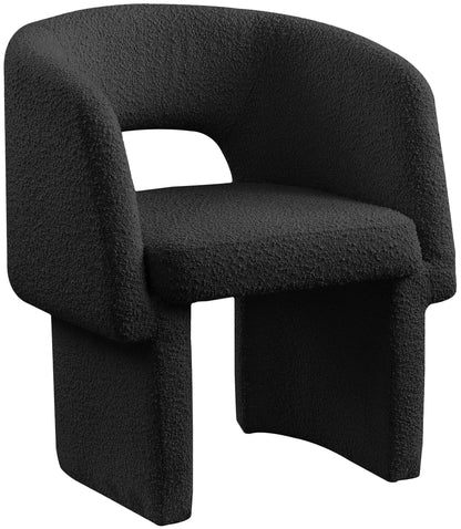Meridian Furniture 438Black-C Emmet Collection Modern | Contemporary Dining Chair/Accent Chair with Rich Black Boucle Fabric, Steel Inner Frame, 26" W x 23.5" D x 30" H, Black