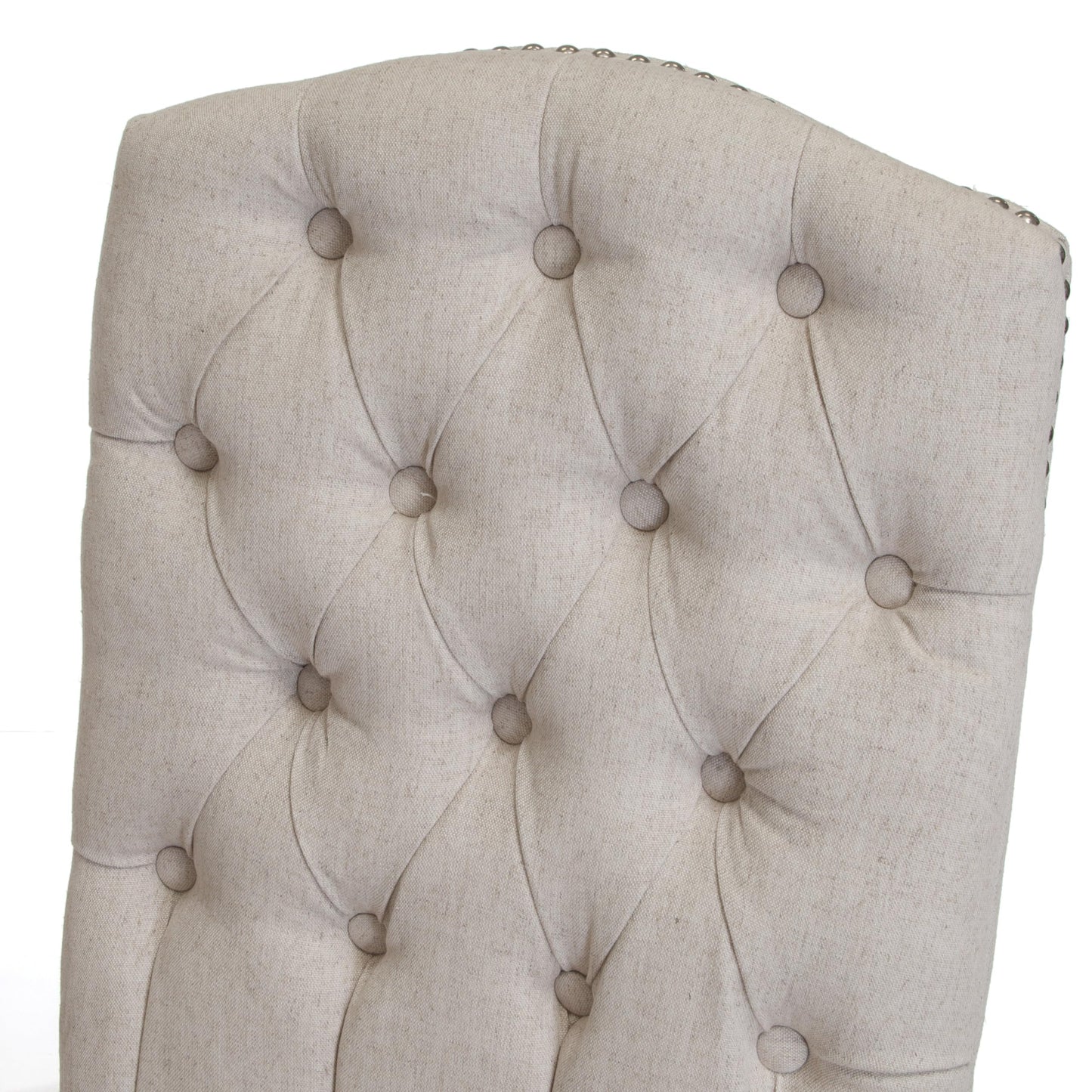 Christopher Knight Home Jolie Tufted Fabric Weathered Hardwood Dining Chairs, 2-Pcs Set, Beige