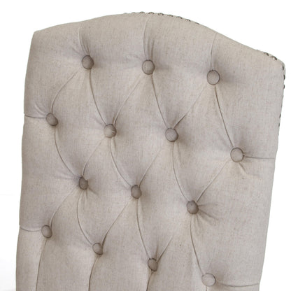 Christopher Knight Home Jolie Tufted Fabric Weathered Hardwood Dining Chairs, 2-Pcs Set, Beige
