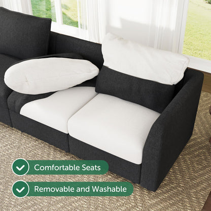 HONBAY Modular Sectional Sofa L Shaped Sectional Couch with Storage, Convertible Couches for Living Room - Linen Grey