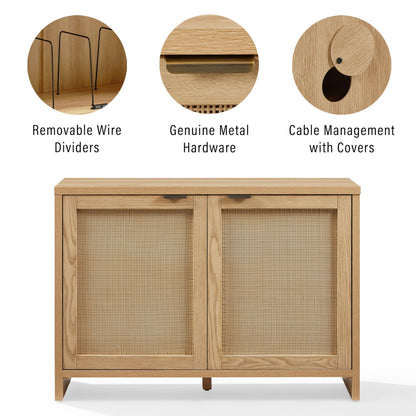 Crosley Furniture Kenji Record Player Cabinet with Vinyl Storage, Media Stand, Modern Home Organizer, Ash