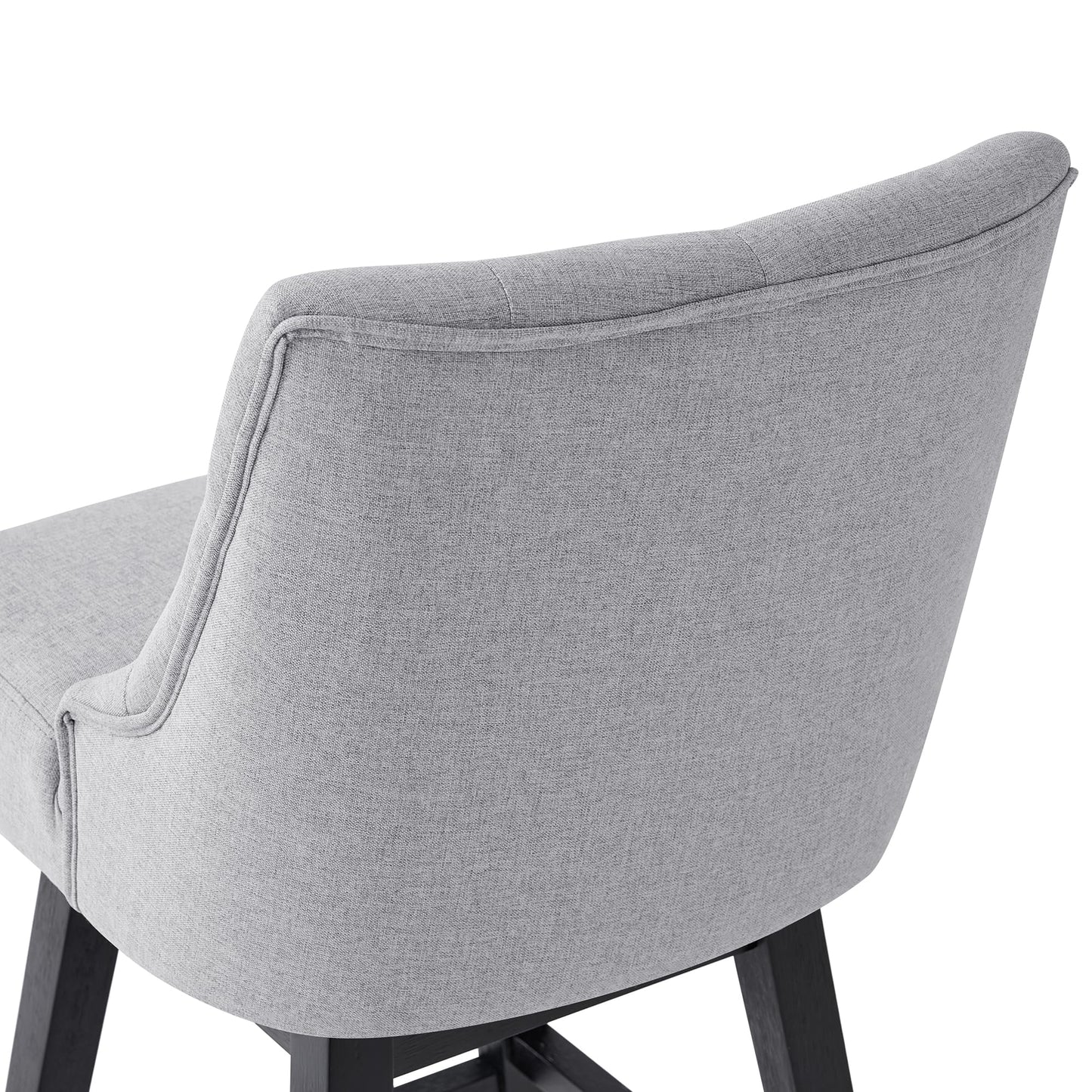 Erdoru Swivel Bar Stools with Backs, 26" Counter Height Bar Stools Set of 3, Modern Linen Fabric Upholstered Counter Height Stools with Solid Wood Legs for Kitchen Island, Dining Space, Light Grey