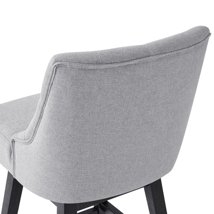 Erdoru Swivel Bar Stools with Backs, 26" Counter Height Bar Stools Set of 3, Modern Linen Fabric Upholstered Counter Height Stools with Solid Wood Legs for Kitchen Island, Dining Space, Light Grey