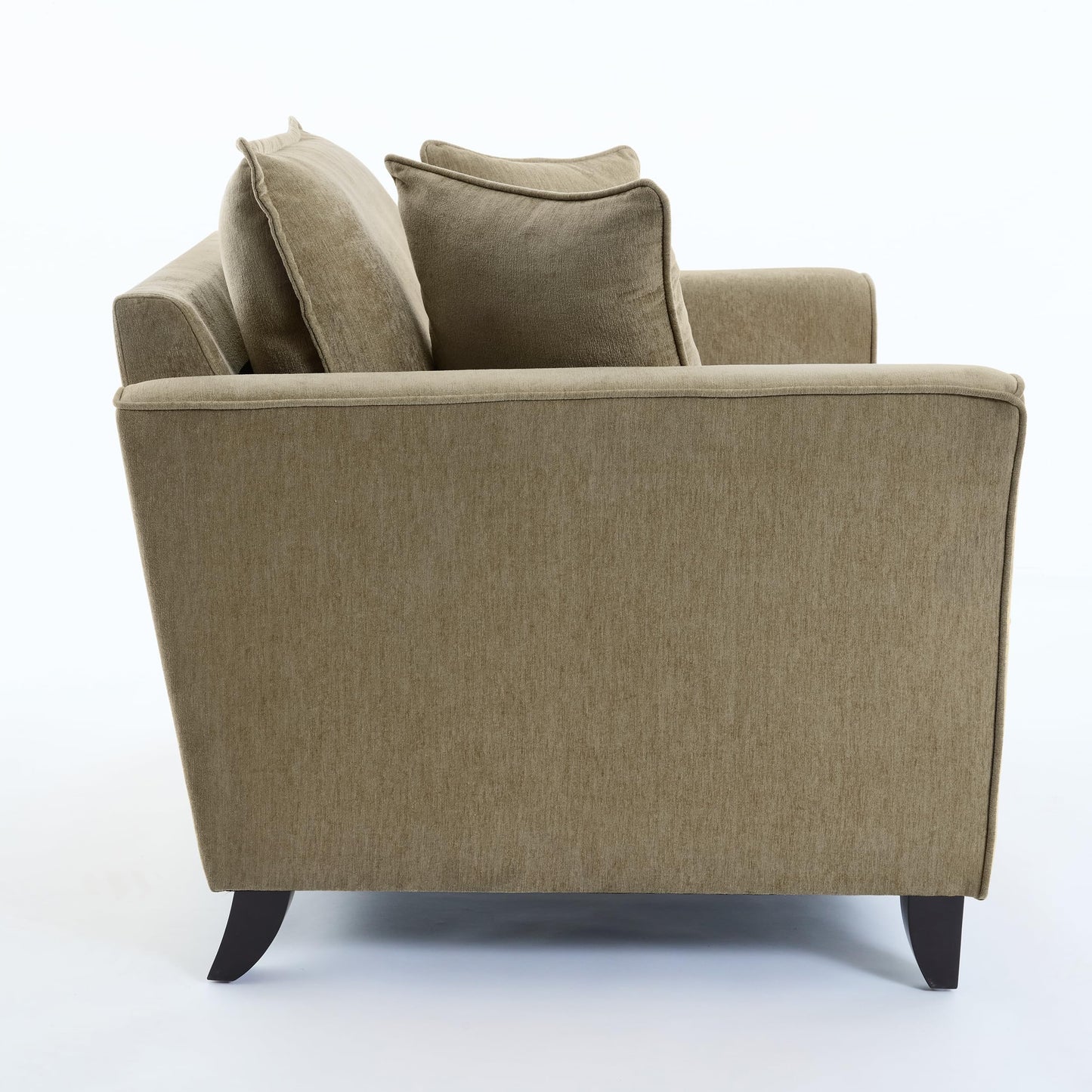 46.3 Inch Oversized Armchair Chenille Fabric Chair and a Half Single Sofa with Pillow Removable Washable Covers Rubberwood Legs Ruffled Armrests for Living Room Bedroom Office Apartment, Green
