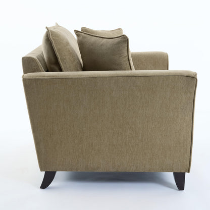 46.3 Inch Oversized Armchair Chenille Fabric Chair and a Half Single Sofa with Pillow Removable Washable Covers Rubberwood Legs Ruffled Armrests for Living Room Bedroom Office Apartment, Green