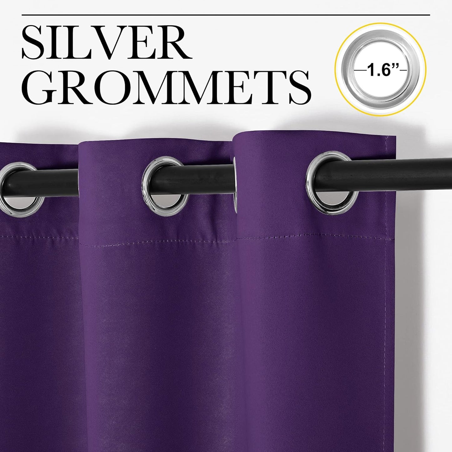 NICETOWN Royal Purple Blackout Curtains - Thermal Insulated Long Drapes, 120" Length, 2 Panels, 55" Wide