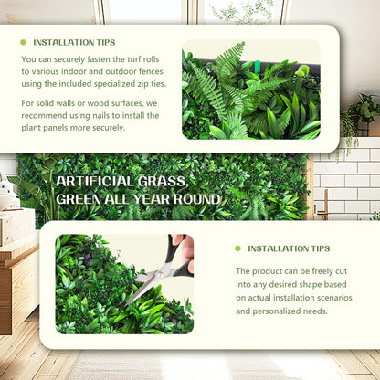 TTTM Artificial Hedge Grass Wall Panel: 20"x20" 24 Pcs Faux Boxwood Ivy Greenery Decor with UV Protection for Outdoor and Indoor Privacy Screen, Garden Fence, and Party Green Backdrop
