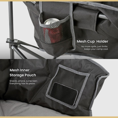 ARROWHEAD OUTDOOR Oversized Heavy-Duty Club Folding Camping Chair with Pocket, Cup Holder, Portable, Padded, Moon, Round, Saucer, Supports 330lbs, Carrying Bag