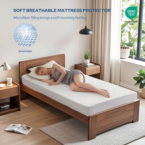 BEDLORE Waterproof Mattress Protector - Soft Breathable Twin XL Pad with Deep Pocket 6"-15" Depth