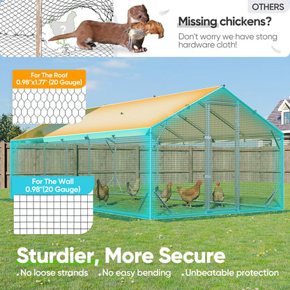 Quictent 18x9x6.6ft Metal Chicken Coop Run with Side Hardware Cloth, Elite Series Large Walk-in Outdoor Poultry Cage Heavy Duty Predator Proof Hen Duck Rabbit Farm Pen House, Waterproof Anti-UV Cover