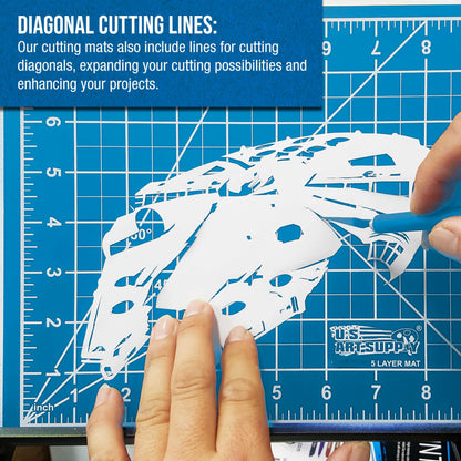 U.S. Art Supply 12" x 18" Self-Healing Cutting Mat 5-Ply - Double-Sided Pink/Blue Craft Mat, Non-Slip Cutting Mats for Crafts, Sewing, Quilting, Scrapbooking