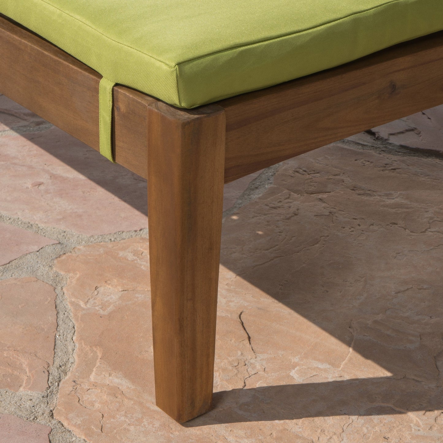 Christopher Knight Home Perla Outdoor Chaise Lounge with Water Resistant Cushion, Teak Finish / Green