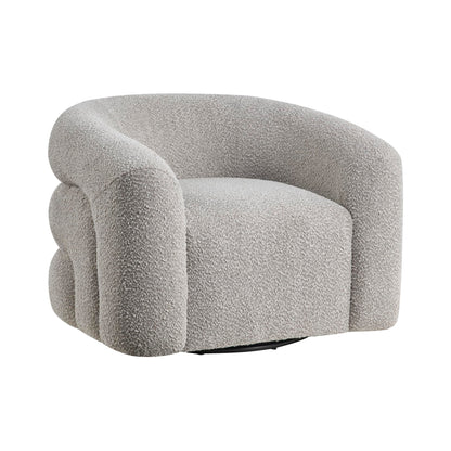 Lexicon Modern Swivel Accent Chair, Cozy Boucle Arm Chair with Plush Curved Back, Soft Stitching Cushions for Living Room/Bedroom/Office, Fully Assembled, Gray