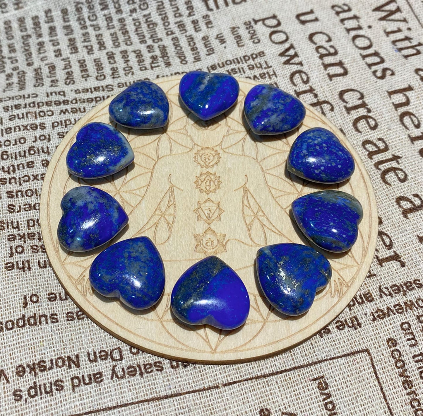 10 PCS Lapis Lazuli Natural Heart Crystals Set Thicken Heart Shaped Polished Stones Palm Love Gemstones Bulk Wholesale Reiki Energy Balancing Meditation Carved Palm Worry Stone Gift