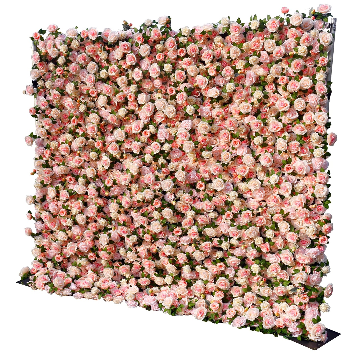 XINONE Artificial Flower Wall Panels 8x8 ft, Floral Backdrop 5D Silk Flower Wall for Wedding, Photo Booth, Baby Shower, Step and Repeat Wall Decor, Gorgeous Pink Greenery Mix, Fabric Backed, No Stand