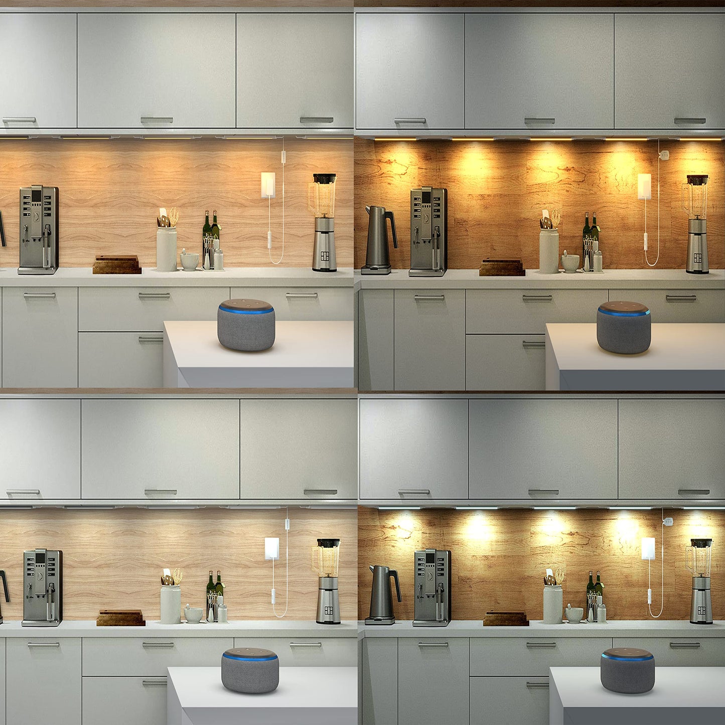 Smart Cabinet Lights Under Counter LED Lighting Dimmable Strip Lights, Warm, Daylight, Cool White Adjustable Light Bar,Compatible with Alexa,Google Assistant,Phone App,for Kitchen Cupboard,Shelf,6pcs