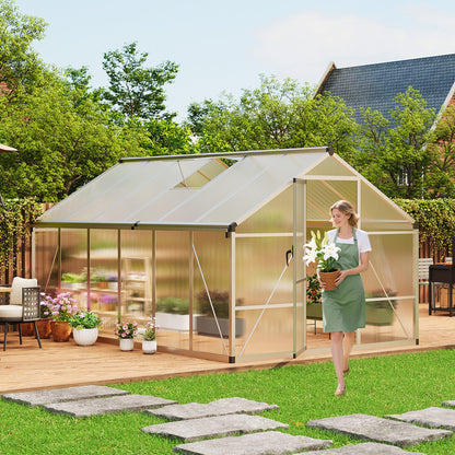 IDEALHOUSE 8×10 FT Greenhouse, Large Walk in Greenhouses for Outdoors and Garden Planting, Polycarbonate Greenhouse with Enhanced Aluminum Frame, Green Houses with Quick Setup Structure and Roof Vent