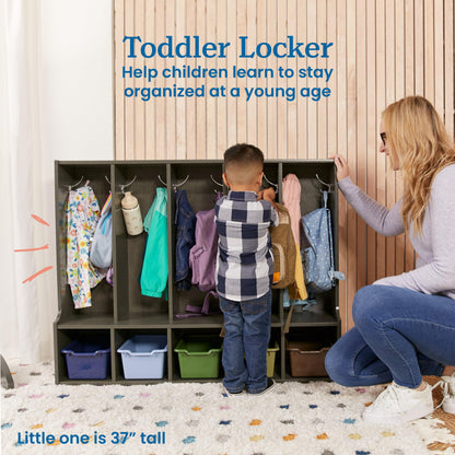 ECR4Kids Streamline 5-Section Toddler Coat Locker with Bench, Classroom Furniture, Grey Wash