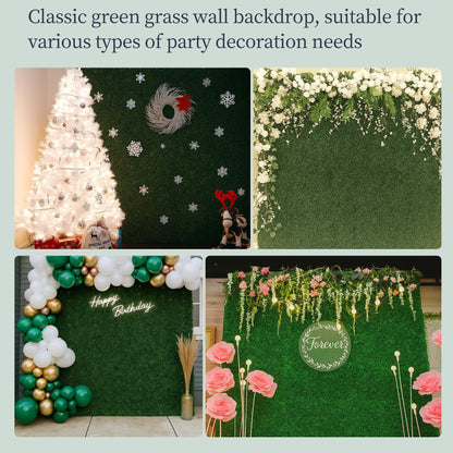 5×8 Ft 3D Artificial Green Grass Flower Wall Panels, Quick Assembly Storage Greenery Fake Backdrop Fence Screen for Wedding Baby Show Birthday Party Indoor Outdoor Garden Backyard Home Decor