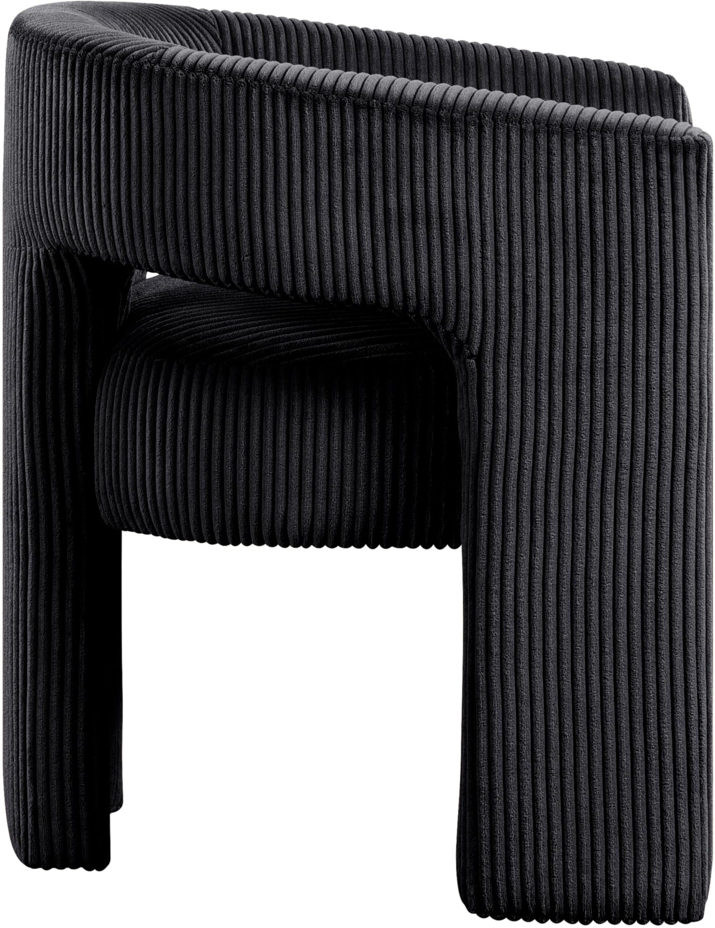 Meridian Furniture 11055Black-C Riz Collection Modern | Contemporary Accent/Dining Chair with Soft Black Microsuede Corduroy Fabric, Solid Wood Inner Frame, 26" W x 23.5" D x 28" H, Black