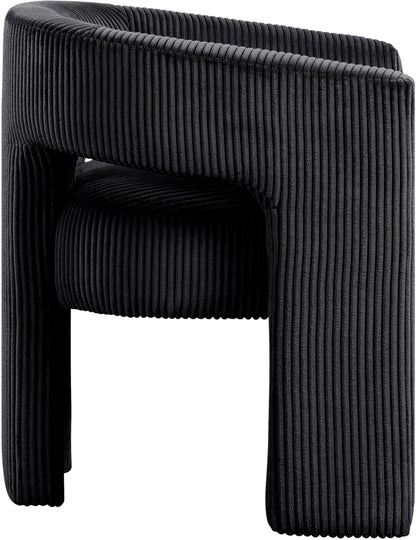 Meridian Furniture 11055Black-C Riz Collection Modern | Contemporary Accent/Dining Chair with Soft Black Microsuede Corduroy Fabric, Solid Wood Inner Frame, 26" W x 23.5" D x 28" H, Black