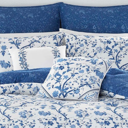 Laura Ashley Home - Twin Duvet Cover Set, Reversible Cotton Bedding with Matching Shams, Stylish Home Decor for All Seasons (Elise Medium Blue, Twin)