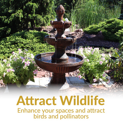 Sunnydaze Flower Blossom 43" Tiered Outdoor Water Fountain - 3-Tiered Outdoor Fountain for Garden, Patio, or Backyard - Earth Finish