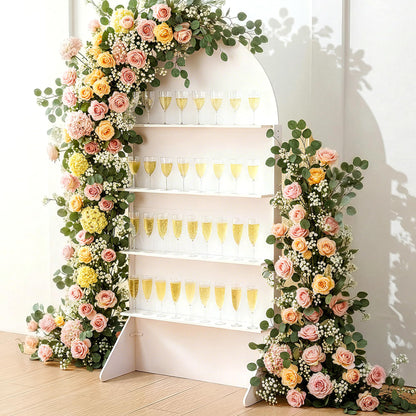 Sicrifety 5.9 ft 4-Tier Champagne Wall Holder, Wedding Arch Backdrop Stand with Shelves,Party Display Arch for Ceremony Baby Shower Birthday Bridal Party Event Decoration