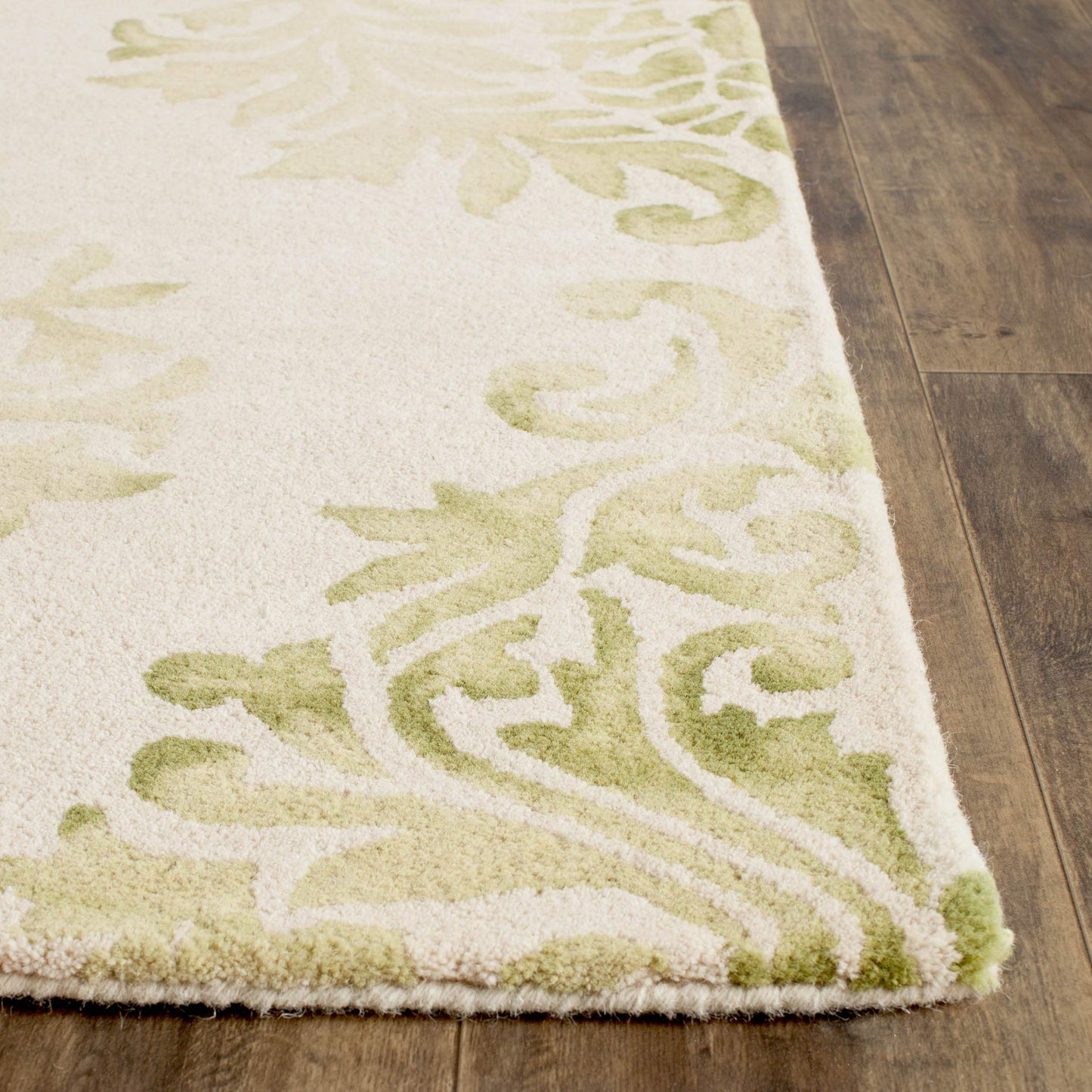 SAFAVIEH Dip Dye Collection 8' x 10' Beige / Green DDY516B Handmade Damask Premium Wool Area Rug