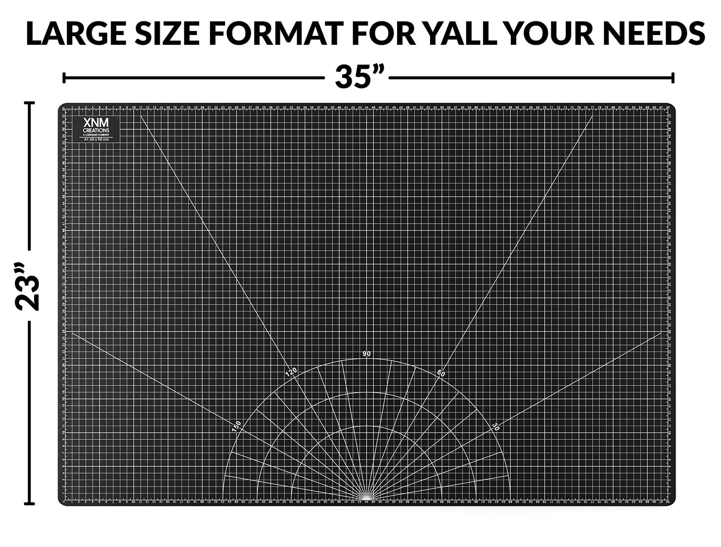 XNM Premium Self Healing Cutting Mat - 24 Inches by 36 inches - A1, 3 Layer Quality PVC Construction - Dual Sided, Imperial and Metric Grid Lines - Perfect for Cutting, Sewing, and Crafts