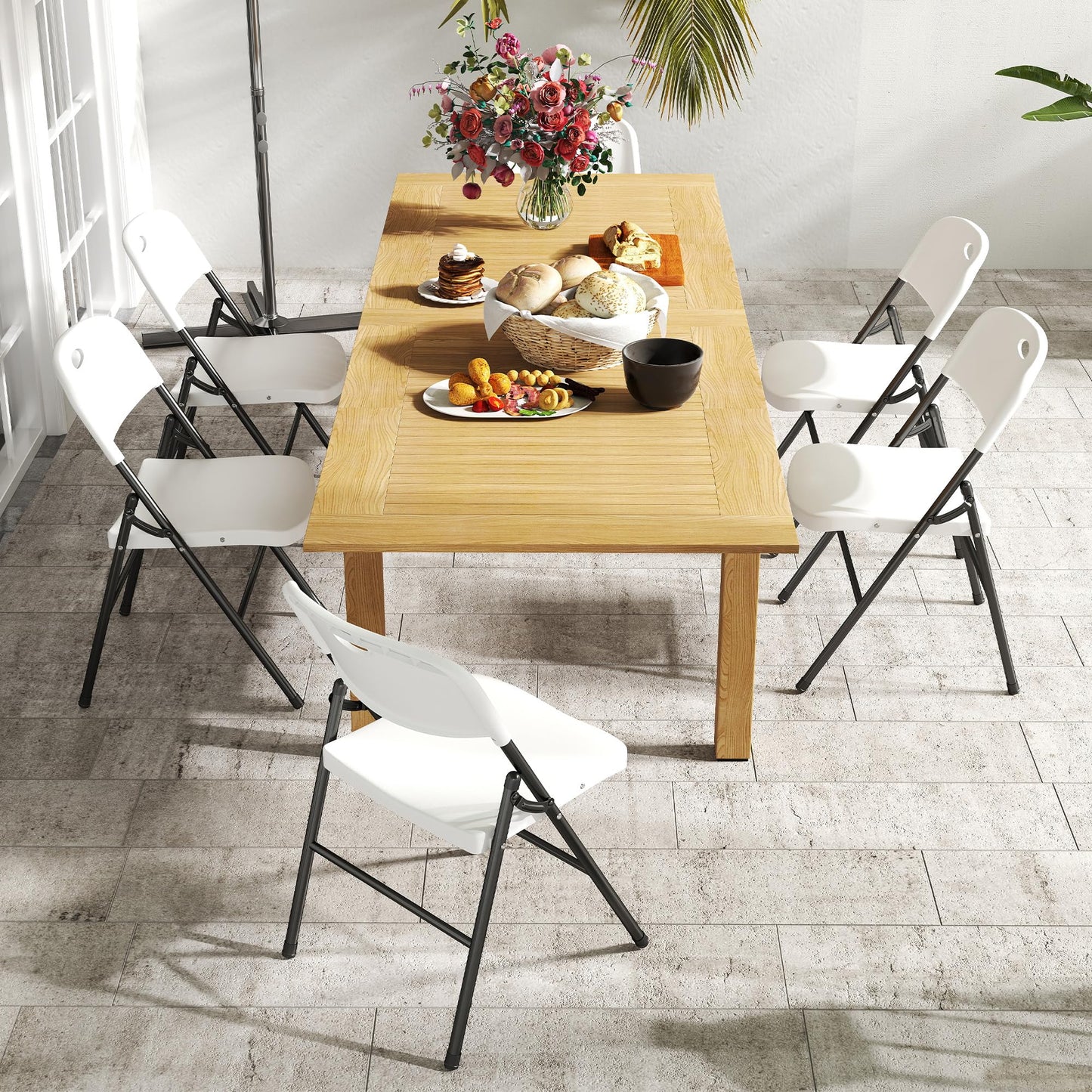 Real Relax Folding Chairs Set of 10, 650 Weight Limit Heavy Duty Large Backrest Folding Chair, Indoor and Outdoor Chairs for Wedding Backyard Activities White