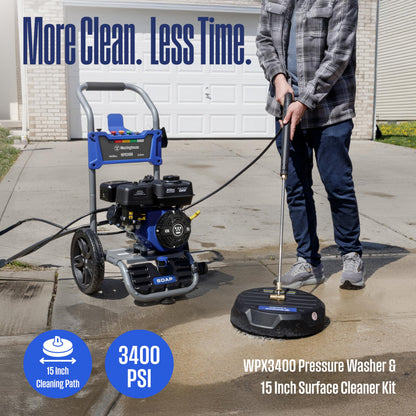Westinghouse WPX3400SC Gas Pressure Washer with 15-inch Surface Cleaner, 3400 PSI and 2.6 Max GPM, Onboard Soap Tank, Spray Gun and Wand, 5 Nozzle Set, for Cars/Fences/Driveways/Homes/Patios/Furniture