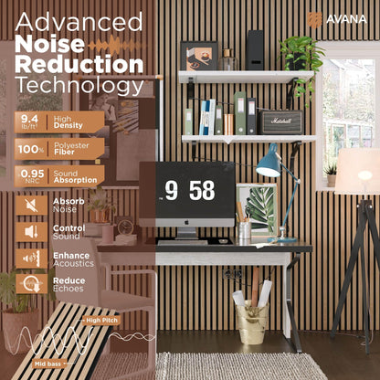 Avana Acoustic Wood Wall Panels – 93.2x11.25 Inch Panels – Fits 94x12 Layout – White Oak Acoustic Panels 4 PCs – Wall Panels for Interior Wall Decor for Homes, Offices – Durable Wood Panels for Wall