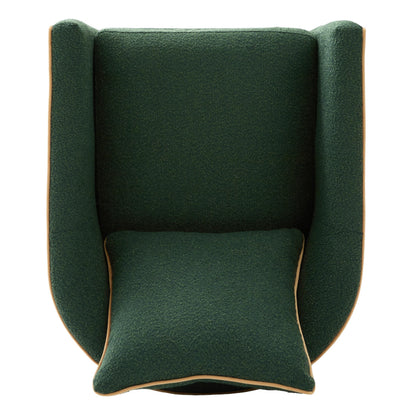 Christopher Knight Home Arlo 360° Swivel Accent Chair for Living Room, Bouclé Upholstered Rotating Lounge Chair Indoor, Barrel Swivel Chair with Iron Frame, Curved Armrest and Padded Seat, Green